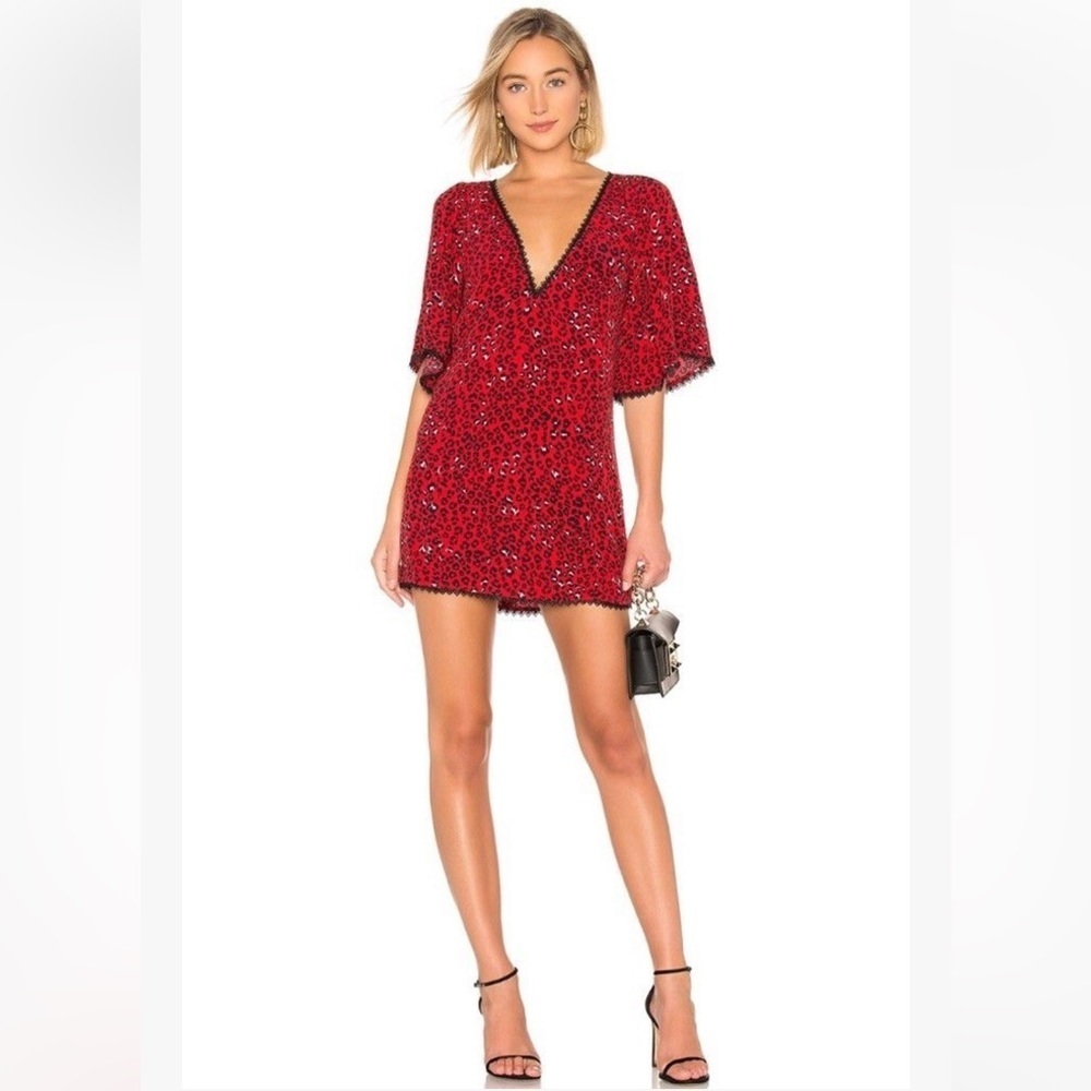 Lover and friends Jason Sahara Cheetah Party Preppy Flutter Mini Dress XS